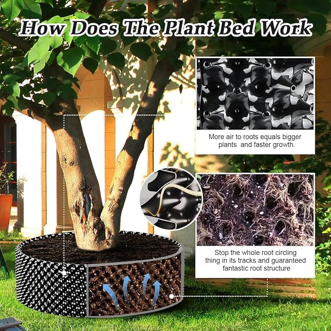 Air Pruning Containers, 25 Gallon Air Pruning Planters, 100 Liter 20" X 20" D/H Special Packing Interlocked Large Air Root Pruning Planters for Big Tree Grow Outdoor, Black, 5 Packs RooTrimmer