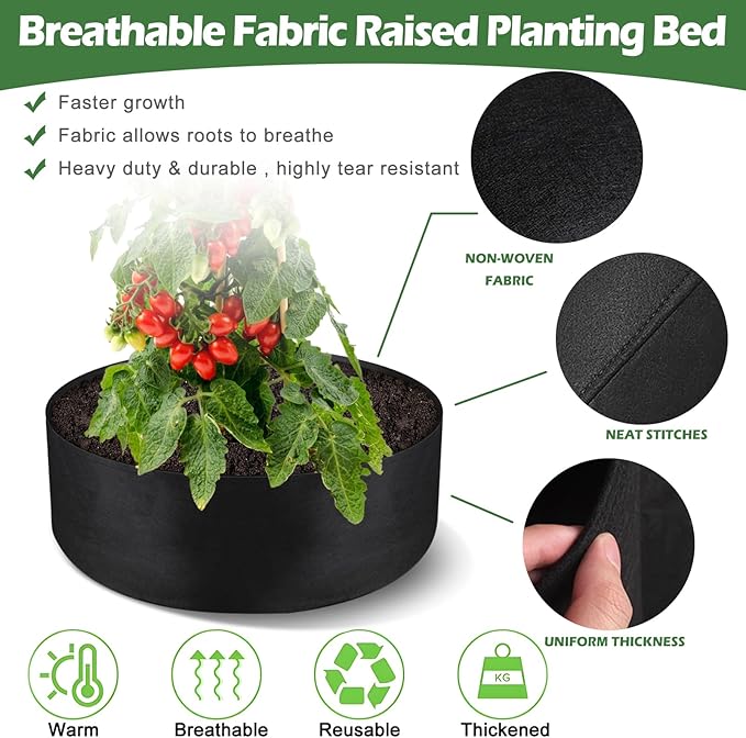 LBTING 2Pcs 50 Gallon Plant Grow Bags, Fabric Raised Planting Bed Heavy Duty Non-Woven Fabric Planter Pots for Garden Vegetables Flowers LBTING