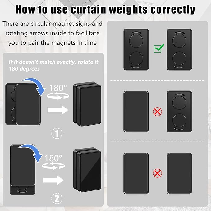 18 Pcs Outdoor Curtain Weights, Plastic Wrapped Magnetic Drapery Weights, Waterproof Heavy Duty Curtain Magnets for Heavy Wind Outside, Shower Curtain, Tablecloth, Flag (Black) Phoncoo