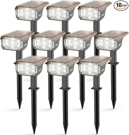 Solar Spot Lights,IP65 Waterproof 40 LED's Landscape Spotlights,3 Modes Outdoor Garden Lights, 360 Adjustable Lighting Angle, Solar Powered Wall Lights for Yard Porch 10 Pack LEREKAM