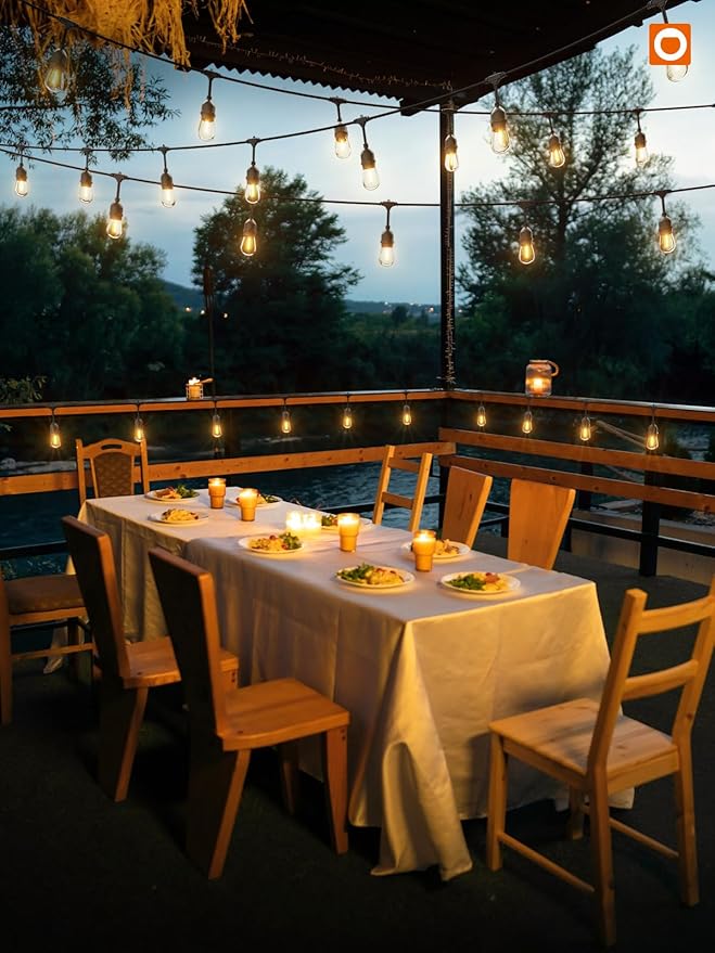 addlon LED Outdoor String Lights 24FT with Edison Vintage Shatterproof Bulbs and Commercial Grade Weatherproof Strand - ETL Listed Heavy-Duty Decorative Cafe, Patio, Market Light addlon