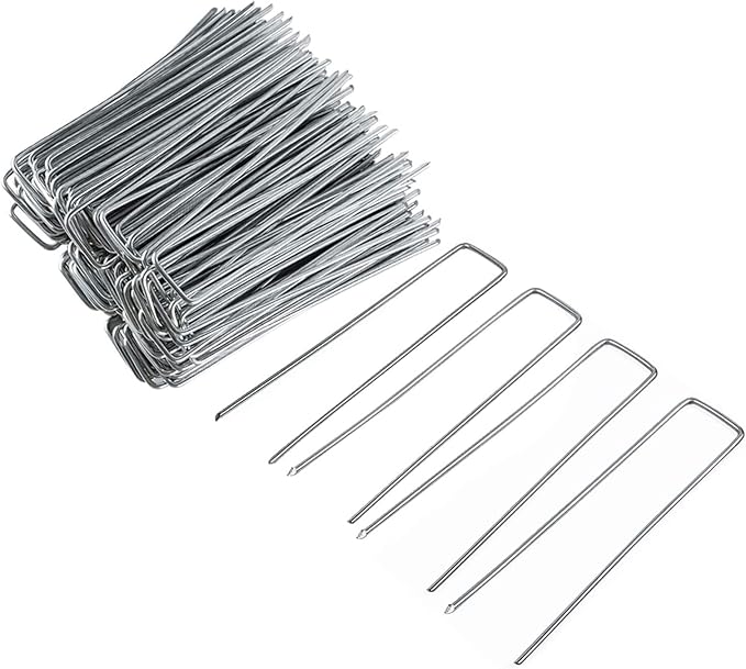 FEED GARDEN 10 Inch 50 Pack Galvanized Landscape Staples 11 Gauge Anti-Rust Garden Stakes Landscaping Fabric SOD Pins Yard Stakes for Weed Barrier Fabric FEEDGARDEN