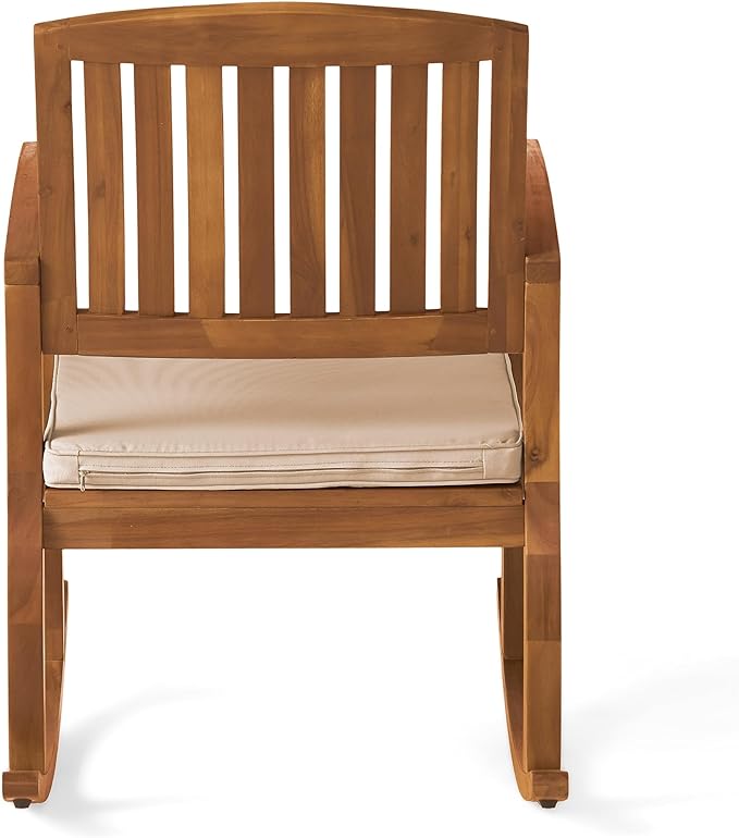 Christopher Knight Home Selma Acacia Rocking Chairs with Cushions, 2-Pcs Set, Teak Finish ChristopherKnightHome