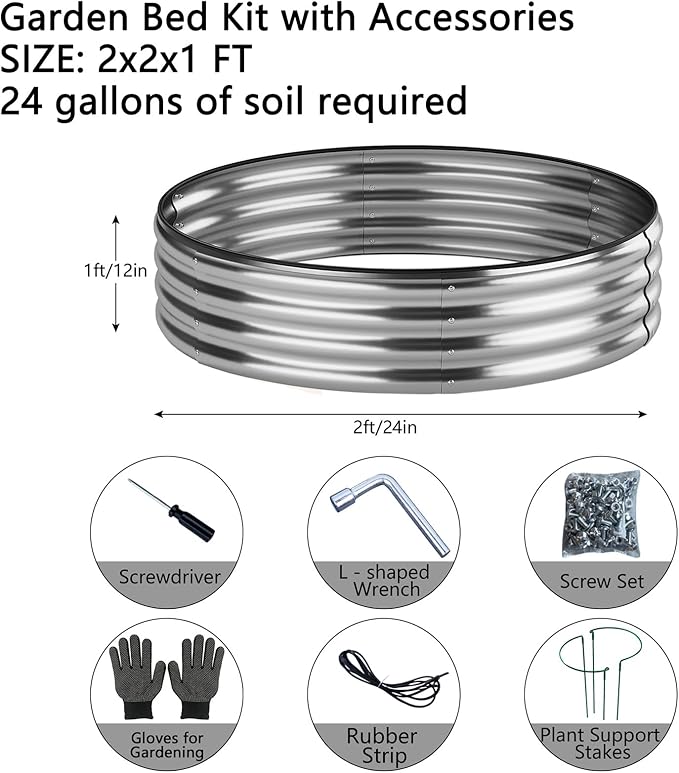 Galvanized Metal Planter Raised Garden Bed Kit for Gardening Outdoor Garden Box Raised Flower Bed 2PC Metal 2X2X1FT ZFHgarden