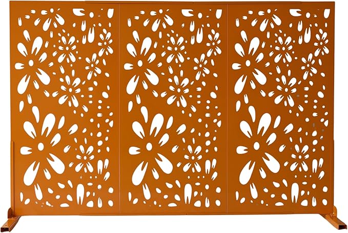 Oakland Living 6 ft. X 4 ft. Orange Freestanding Metal Privacy Screen Room Divider Oakland+Living