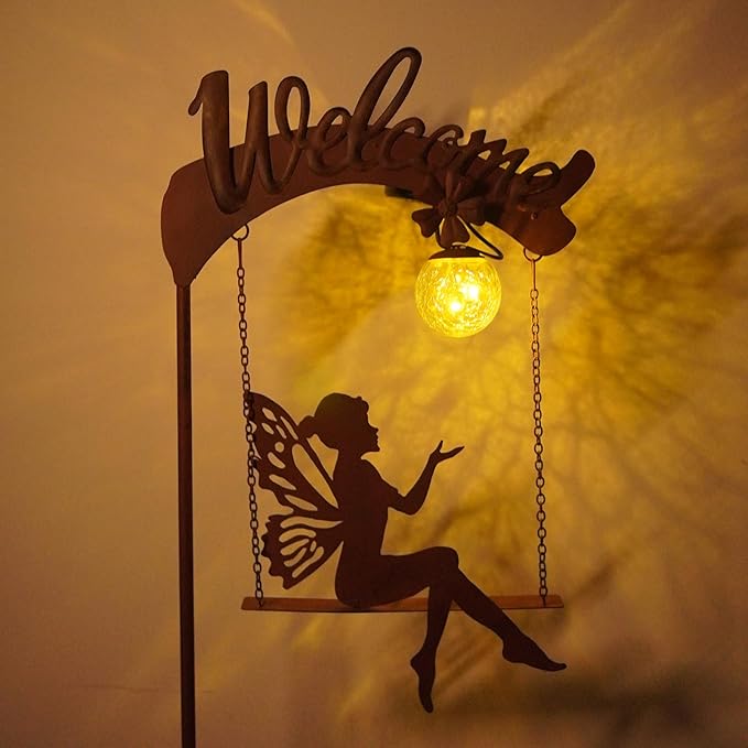 HONGLAND Solar Garden Lights Outdoor Decor, Solar Fairy Lights Outdoor Moon Decor, Housewarming Ornaments for Patio, Lawn, Yard, Pathway - Unique Gardening Gifts for Women Mom Grandma HONGLAND