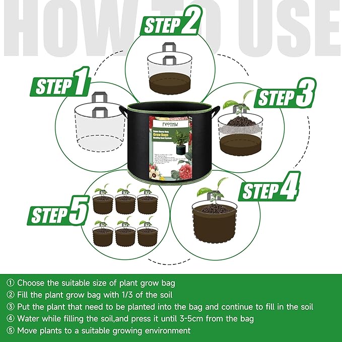 2-Pack 50 Gallon Plant Grow Bags, Thickened Nonwoven Fabric Pots with Handles,Sturdy Garden Planters Aeration Gardening Container to for Plants, Vegetables, and Flowers FVOTNW