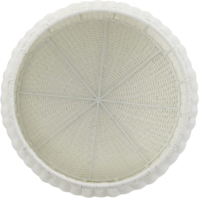 Resin Wicker Storage Stool or Side Table, White HouseholdEssentials