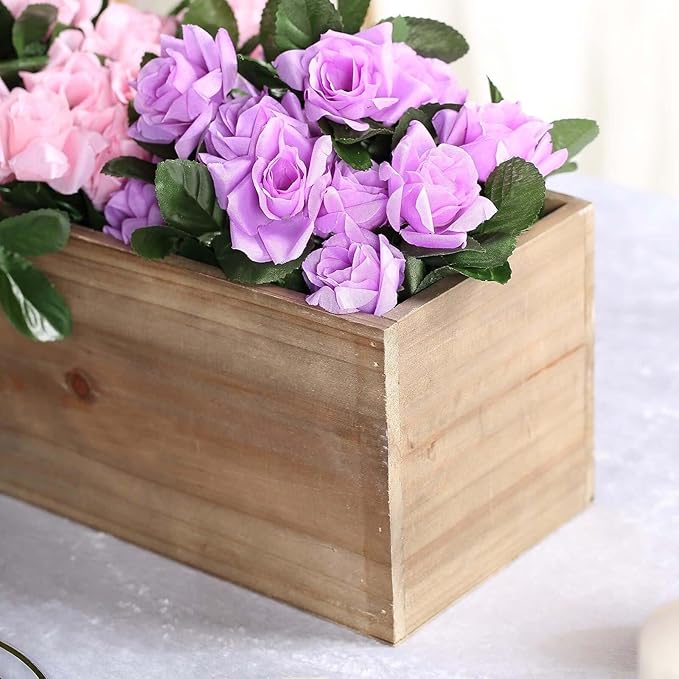 Efavormart 30"x6" Natural Wood Planter Box with Plastic Liner, DIY Rustic Rectangle Wooden Box for Succulents, Long Wedding Table Centerpieces and Farmhouse Party Decor efavormart