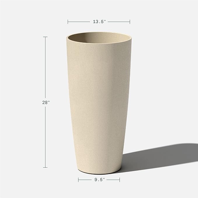 Veradek Mason Series Vega Planter - Round Tall Planter for Indoor or Outdoor Porch/Patio | Made from Plastic-Stone Composite with Drainage Holes | Modern Décor for, Flowers, Interior Plants VeradekOutdoor