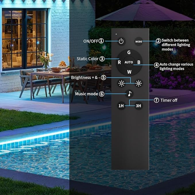 KSIPZE 100ft(2x50ft) Outdoor led Strip Lights Waterproof IP68, RGB Outdoor led Lights with Button & Bluetooth App Control, Music Sync, Timer, Exterior Led Rope Lights for Decor Balcony, Roof KSIPZE