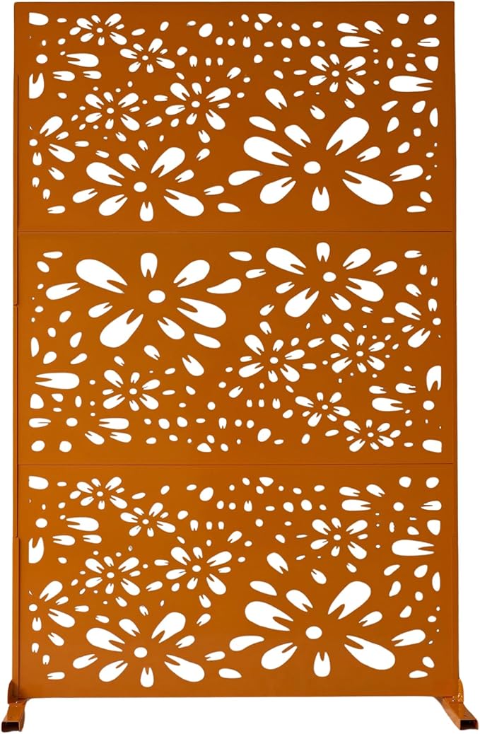 Oakland Living 6 ft. X 4 ft. Orange Freestanding Metal Privacy Screen Room Divider Oakland+Living