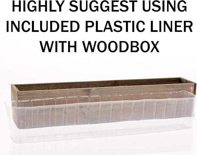 20" Rectangular Rustic Wood Planter with Handle and Plastic Liner l Rustic Barn Wood l Country Style, Home and Wedding Decorations, Garden Ornaments (20x4 w Handle Set of 2, Natural) Rootora