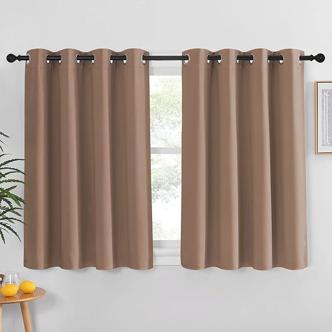 NICETOWN Blackout Drapery Curtain Panel - Window Treatment Thermal Insulated Solid Grommet Blackout Drape for Bedroom (1 Panel, 52 by 45 inches, Cappuccino) NICETOWN