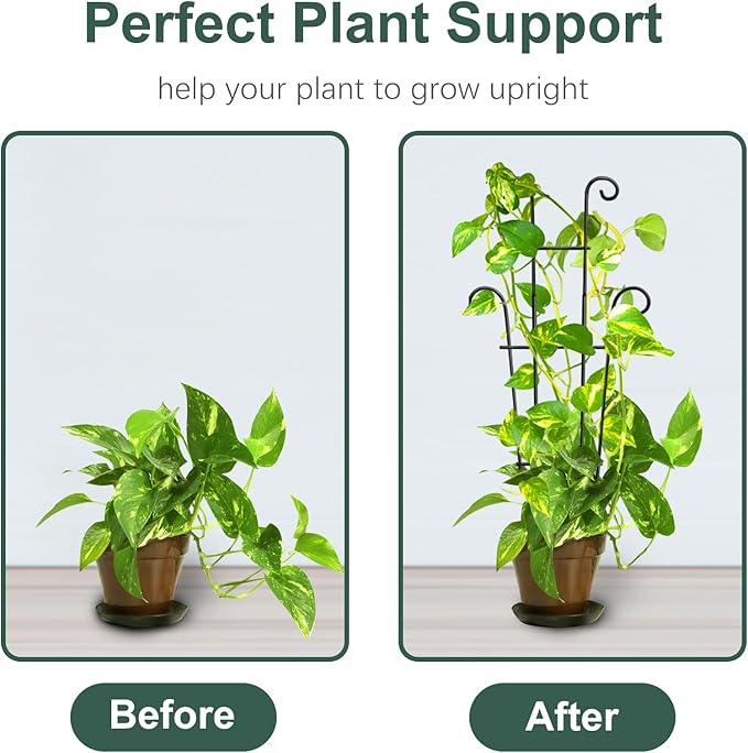 Coomin 23in Taller Plant Trellis for Climbing Plants Indoor, Sturdy Houseplant Trellis for Potted Plants with Ties, Vine Plant Support for Monstera Pothos Ivy, Plant Decor, 2P COOMIN