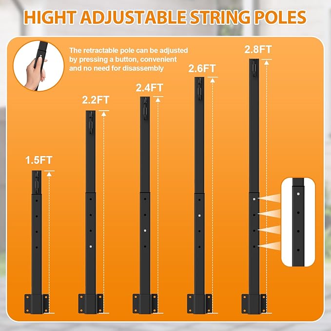 6 Pack String Light Poles,2.8Ft Light Poles for Outside String Lights,Outdoor Lights Pole with Fork,Metal Poles Stand for Patio Deck Backyard Mutovlin