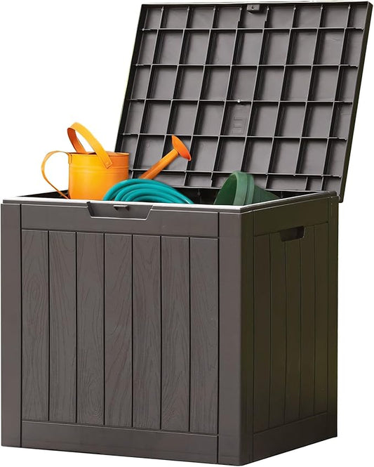 Sweetcrispy Deck Box with 31 Gallon Capacity, Weatherproof Resin Lockable Outdoor Storage for Secure Package Deliveries and Indoor Storage in Garden or Patio, Backyard Sweetcrispy
