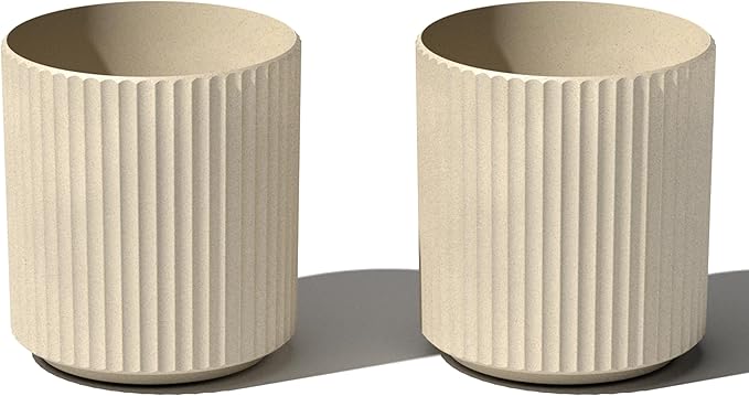 Veradek Demi Series Round Planter for Porch, Patio, Backyard | Durable Plastic-Stone Composite Material | Modern Décor for Tall Plants, Flowers VeradekOutdoor