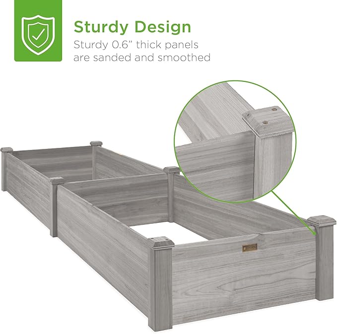 Best Choice Products 8x2ft Outdoor Wooden Raised Garden Bed Planter for Vegetables, Grass, Lawn, Yard - Gray BestChoiceProducts