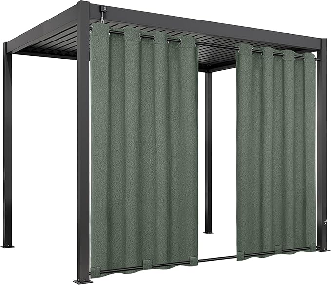 Easy-Going Linen Look Outdoor Curtains Waterproof Windproof Porch Curtains, Soft Thicken Outdoor Privacy Curtains for Patio, Gazebo, Grommet Top and Tab Bottom Drape, 1 Panel, 54x96 inch, Sage Green Easy-Going