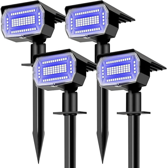 nipify 4 Pack Solar Spot Lights Outdoor, Solar Powered Waterproof Spotlight, Landscape Lighting for Outside Yard Garden Pathway,Blue Nipify