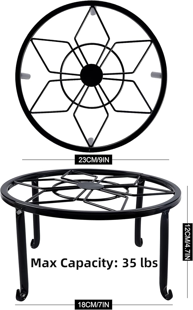 yosager 3 Pack Metal Plant Stands for Flower Pot, Heavy Duty Black Iron Potted Stand Holder, Indoor Outdoor Rustproof Metal Planter Container Round Supports Display Rack for Home & Garden Decor yosager