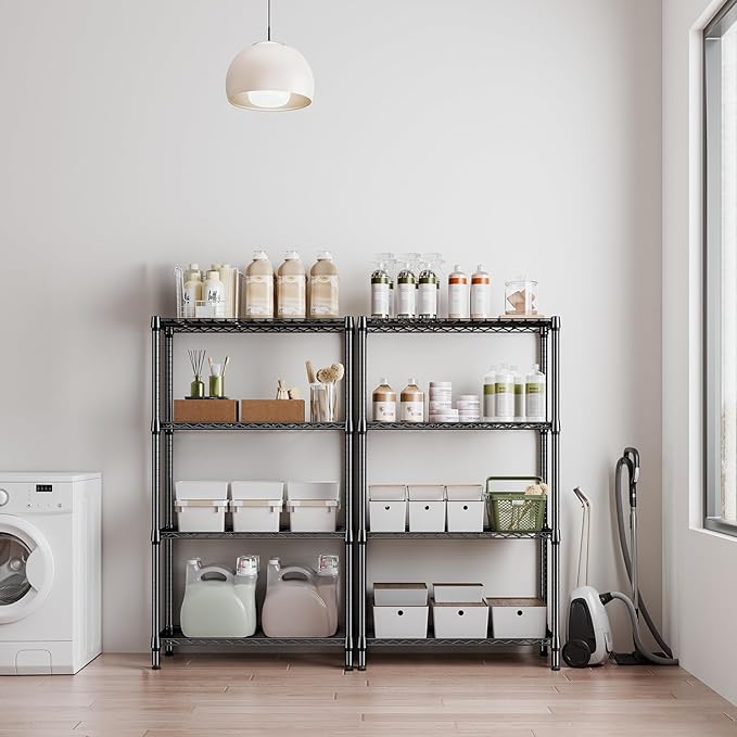 1000 lbs 4 Tier Shelf Metal Storage Shelves Shelving Wire Rack Heavy Duty Closet Organizers for Garage Kitchen Bathroom Laundry Black 13.8" D x 35.4" W x 59.5" H MEIGAOPLASTICANDMETALHKCOLIMITED