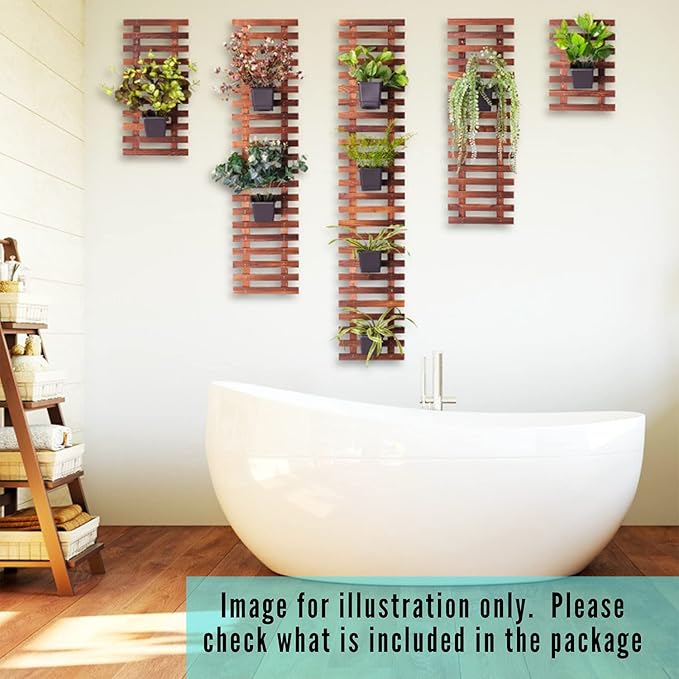 ShopLaLa Wall Planter - 2 Pack, Wooden Hanging Large Planters for Indoor Outdoor Plants, Live Vertical Garden, Plant Wall Mount Flower Pot Holder Hanger Stand Green Herb Wall Decor 47.2" (120cm) ShopLaLa