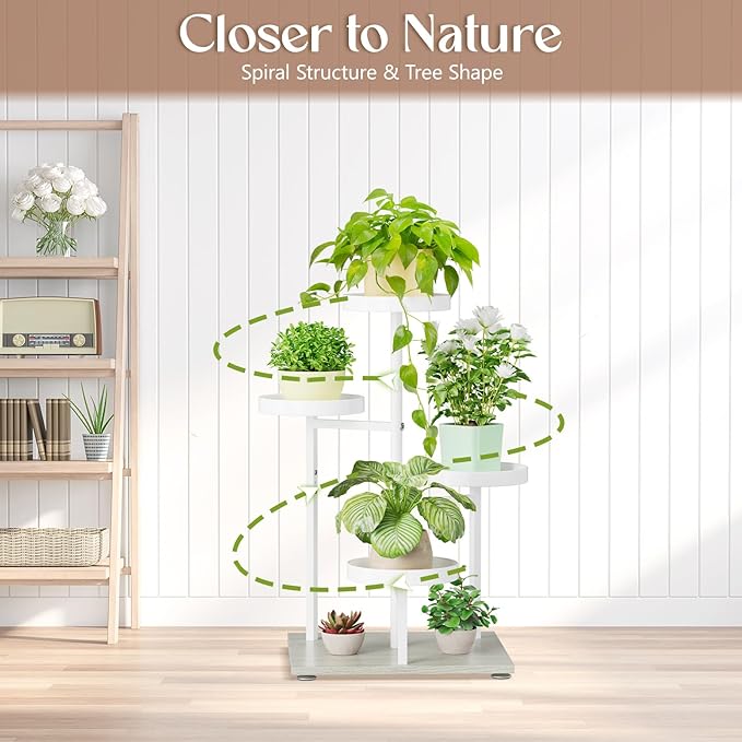 iDavosic.ly 4 Tier Plant Stand Indoor, Tiered Corner Flower Holder Shelf Outdoor, Metal Tall Orchid Display Rack for Patio Porch Garden Balcony Office Living Room, Space Saving, White iDavosicly