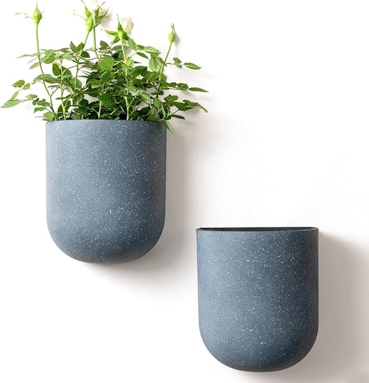 LA JOLIE MUSE Wall Hanging Planters for Indoor Plants，Hanging Flower Pots for Air Plants Succulent, Set of 2, 5.7L*4.1W*7H, Weathered Gray LaJol%C3%ADeMuse