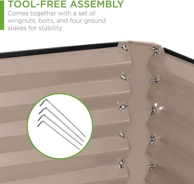 Best Choice Products 6x3x2ft Outdoor Metal Raised Garden Bed, Deep Root Box Planter for Vegetables, Flowers, Herbs, 269 Gallon Capacity, 100% Non Toxic Materials - Taupe BestChoiceProducts