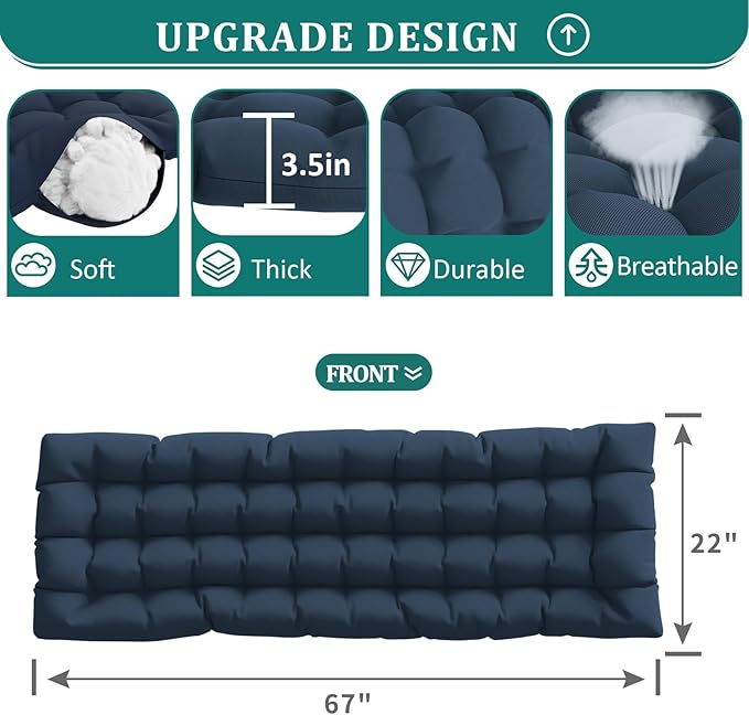 UDPATIO Oversized Zero Gravity Chair 29In XL Patio Reclining Chair with Cushion, Outdoor Folding Adjustable Recliner with Cup Holder, Foot Rest & Padded Headrest, Support 500LB, Navy UDPATIO