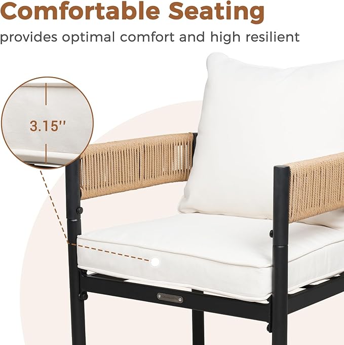 Grand patio 7-Piece Outdoor Dining Set for 6 with 1 Rectangle Expandable Table for 4-6 Person, Metal Woven Wicker Fixed Patio Chairs with Thickened Cushions for Yard, Poolside, Deck (Natural) GrandPatio