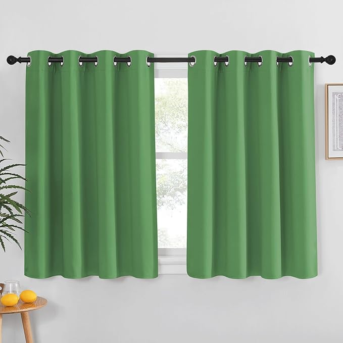NICETOWN Froest Green Blackout Curtain for Living Room - Solid Thermal Insulated Grommet Blackout Panel/Drape for Bedroom Kitchen Window (1 Panel, 52 inches Wide by 54 inches Long) NICETOWN