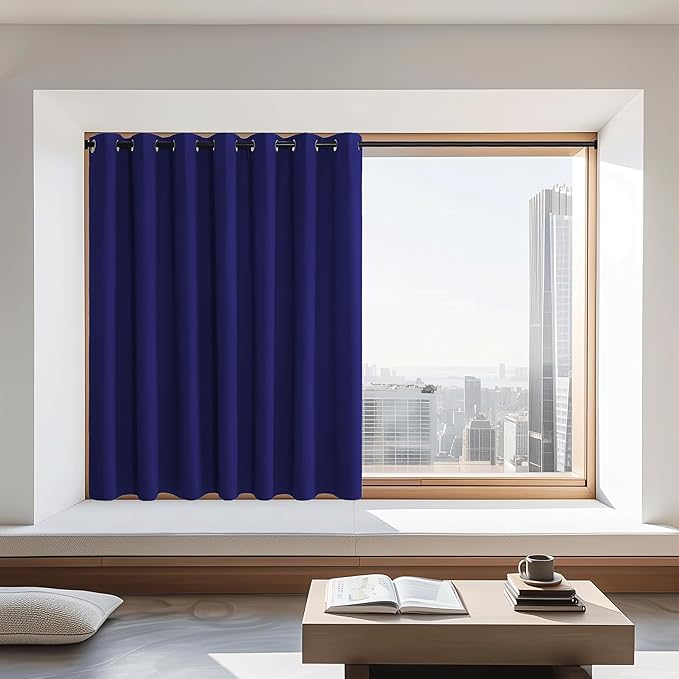 NICETOWN Navy Blackout Curtain for Boys Room, Grommet Privacy Window Treatment Thermal Insulated Room Darkening Sliding Glass Door Drape for Bedroom, 1 Panel, W100 x L72 NICETOWN