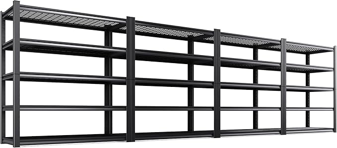 Set of 4 Garage Shelving-3000 lbs 5 Tier Storage Shelves,Adjustable Heavy Duty Metal Shelving Unit and Storage Large Wire Rack,Utility Steel Shelf for Warehouse Industrial Pantry Basement 71"x46"x18" Rootora
