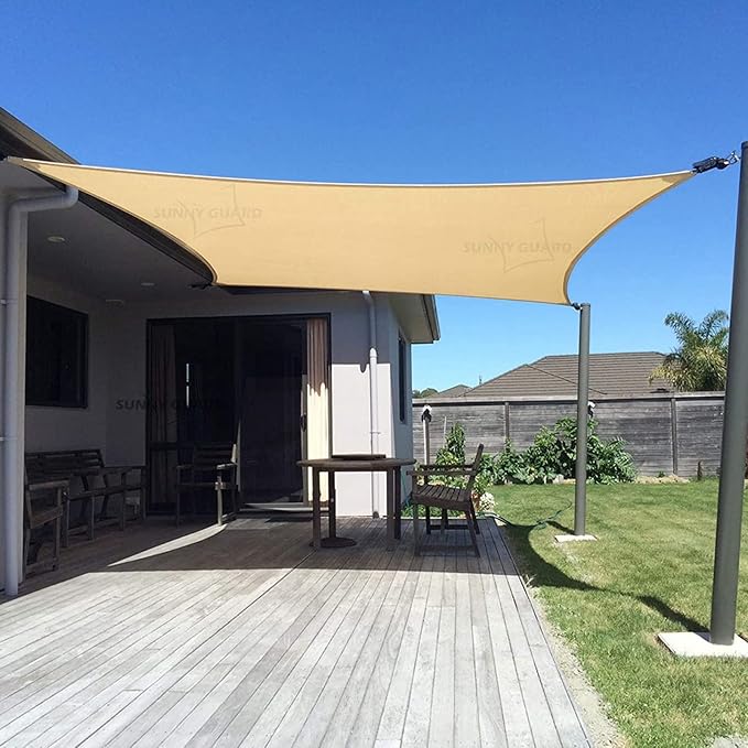 SUNNY GUARD Custom Size 6'x6' Sand Sun Shade Sail Rectangle UV Block Shade for Backyard Yard Patio Deck Garden(Customized) SUNNYGUARD