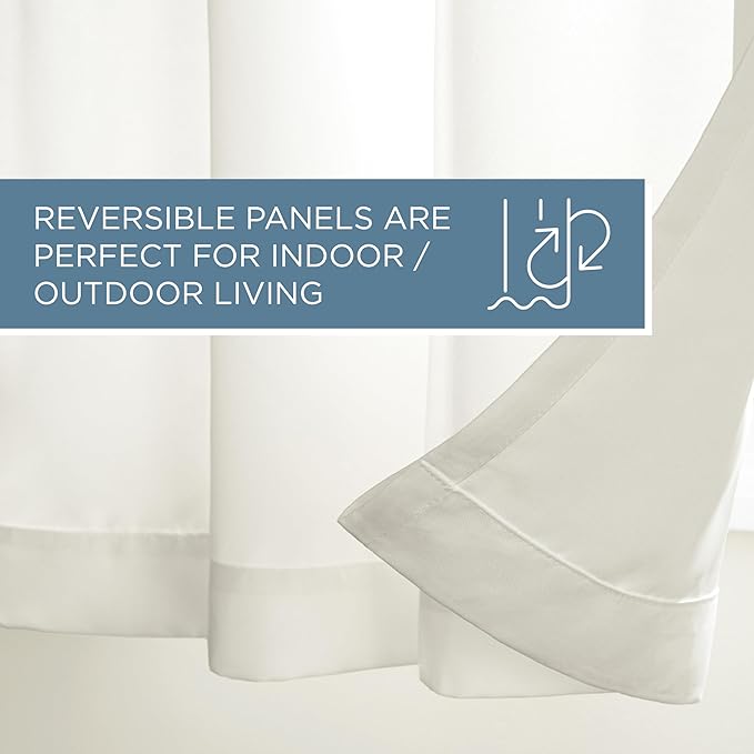 TOWN & COUNTRY BASICS Cabana Solid Heavyweight Indoor Outdoor Curtains, Light Filtering Opacity with Grommet Top, Water Repellent, 2-Pack Set, 54"x120", Vanilla TOWN+%26+COUNTRY+BASICS