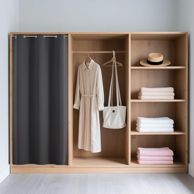 Joydeco Blackout Door Curtain for Doorway Privacy 84 Inches Long, Grommet Closet Curtain for Open Closet, Room Divider for Bedroom Living Room (Grey, 52Wx84L, 1 Panel) JOYDECO