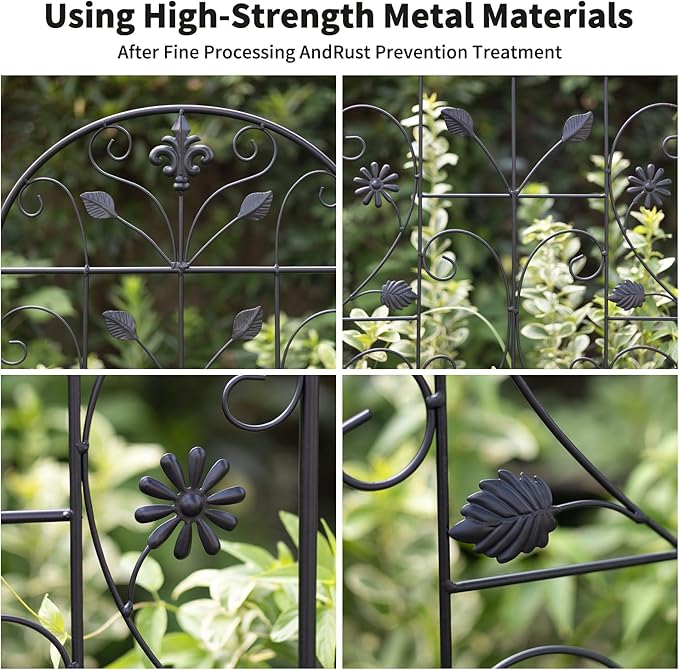 Trellis for Climbing Plants Outdoor, （2 Pack 70.8x19.6-inch）, Generic Metal Garden Trellis, Rustproof, Easy Assembly,（Black） Rootora
