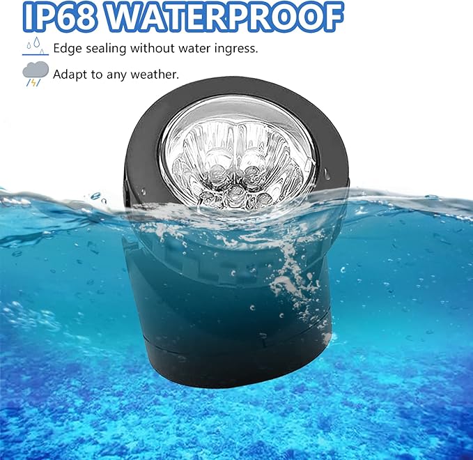 AVEKI Solar Pond Spotlights, 12 LED Solar Underwater Lights with Dual Head Waterproof Submarine Landscape Spotlight Security Lighting for Outdoor Patio Ganden Fountain Pond… (White, Single Head) AVEKI
