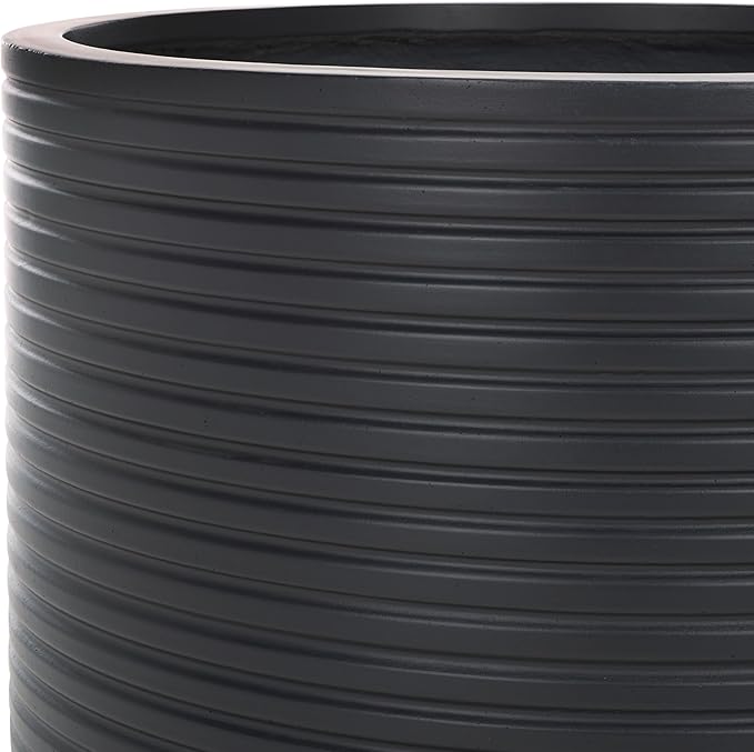 SAFAVIEH Outdoor Collection Nardo Black Cement Ficonstone Planter Pot SAFAVIEH