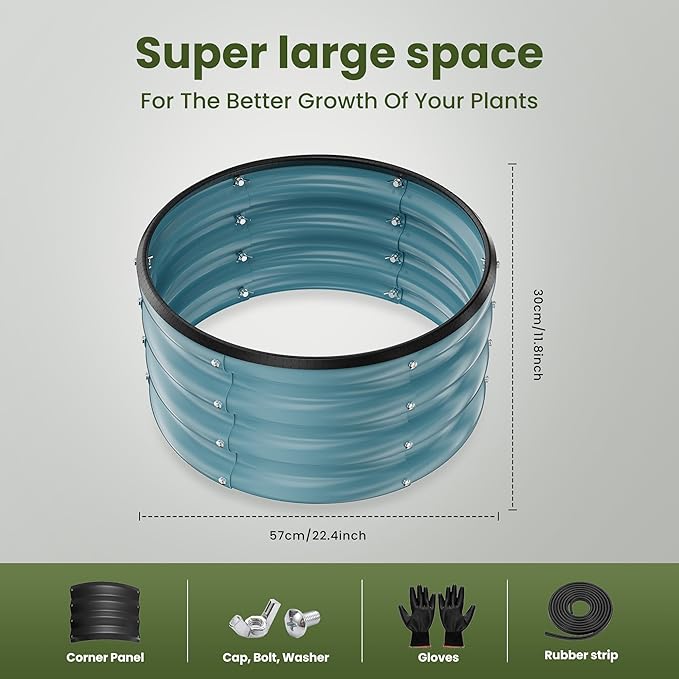 ZXZYHFTY Round Galvanized Raised Garden Bed kit,Blue Outdoor Garden Raised Planter Box, Round Large Metal Raised Garden Beds for Vegetable 2 * 2 * 1ft 2 Pcs ZXZYHFTY