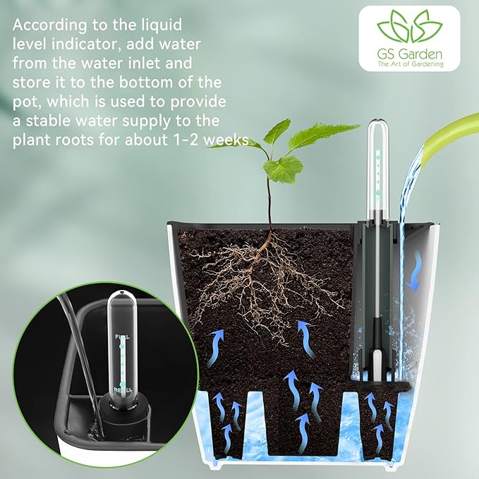Self Watering Planters for Indoor Plants : 5 inch 6 Pack White Planter with Water Level Indicator African Violet Self Watering Flower Pot for Herb pots GsGardenSpecialty