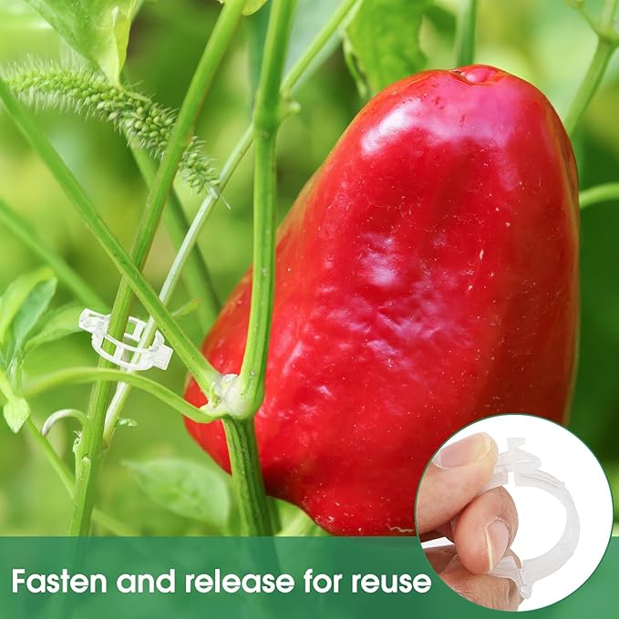 150 Pcs Plant Clips for Climbing Plants, Tomato Clips for Support, Plastic Garden Clips for Plants Grape Vine Vegetables Make Plant Grow Upright PEASUG