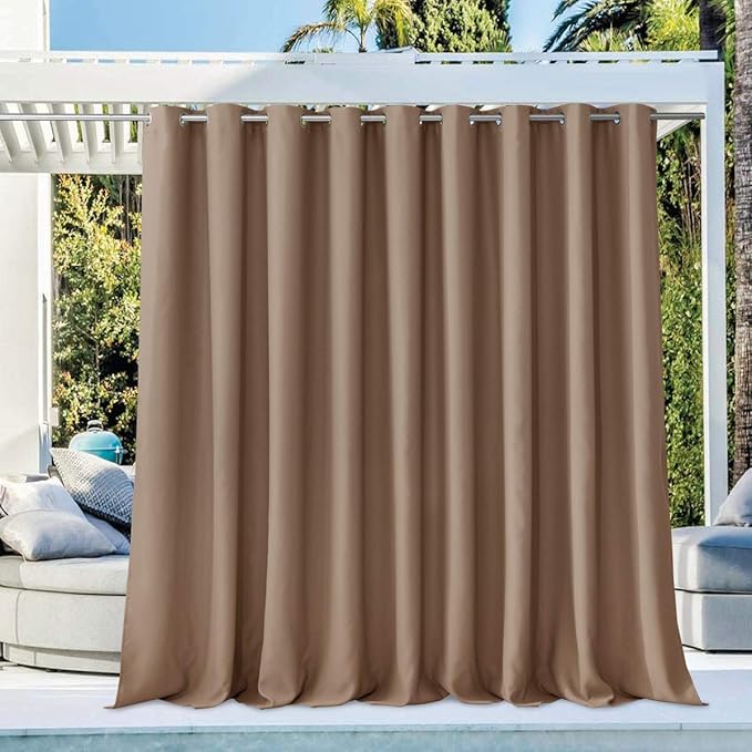 NICETOWN Privacy Room Divider Curtain for Patio, Grommet Top Thermal Insulated Blackout Extra Wide and Long Door Blind for Sunroom, Bedroom, Living Room, Tan, 1 Piece, 140" Wide by 95" Long NICETOWN