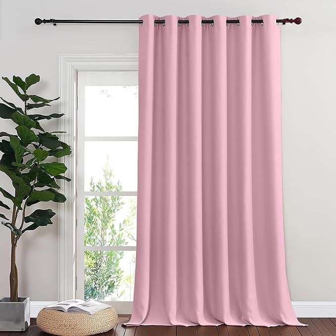 NICETOWN Blackout Curtains & Drapes - Privacy Thermal Efficiency Backdrop Curtains for Bedroom Room Divider Living Room Patio Sliding Glass Door, Wide 80 x Long 144 inch, Rouge Pink, 1 Panel NICETOWN