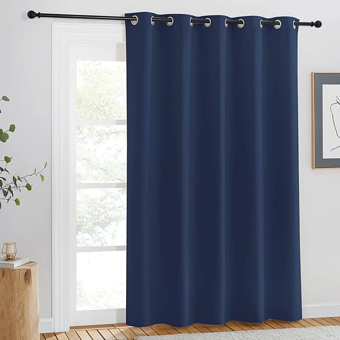 NICETOWN Blackout Navy Curtain Drape for Windows 84" Long - Room Darkening Energy Saving Thermal Insulated Solid Grommet Window Treatment for Living Room (Navy, 1 Panel, 66 by 84-Inch) NICETOWN