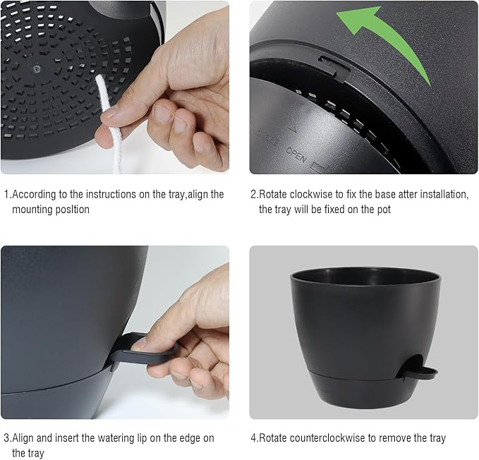 Large Self Watering Pots, 12/10/9 Plastic Planters with High Drainage Holes and Deep Reservoir for Indoor Outdoor Garden Plants and Flowers, Black UOUZ
