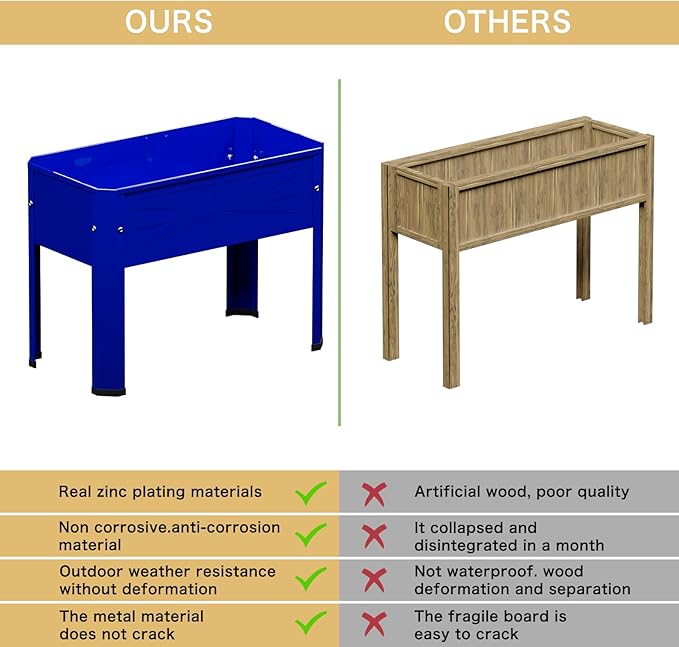 Elevated Metal Planter Box Stand Heavy Duty Raised Garden Bed for Vegetables Flowers Herbs Indoor Outdoor Use, Cobalt Blue PROXRACER